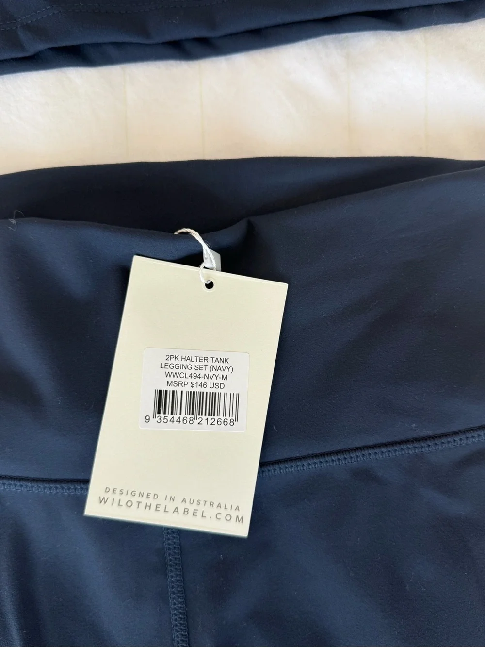 NWT WILO Women's Navy Set Halter Top and High-Waist Leggings Set (M) - Picture 3 of 4